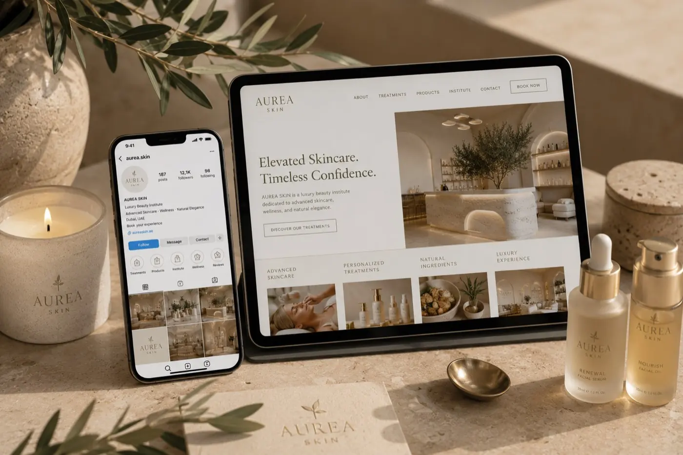 Aurea Skin, Cosmétique, identité, boutique et e-commerce