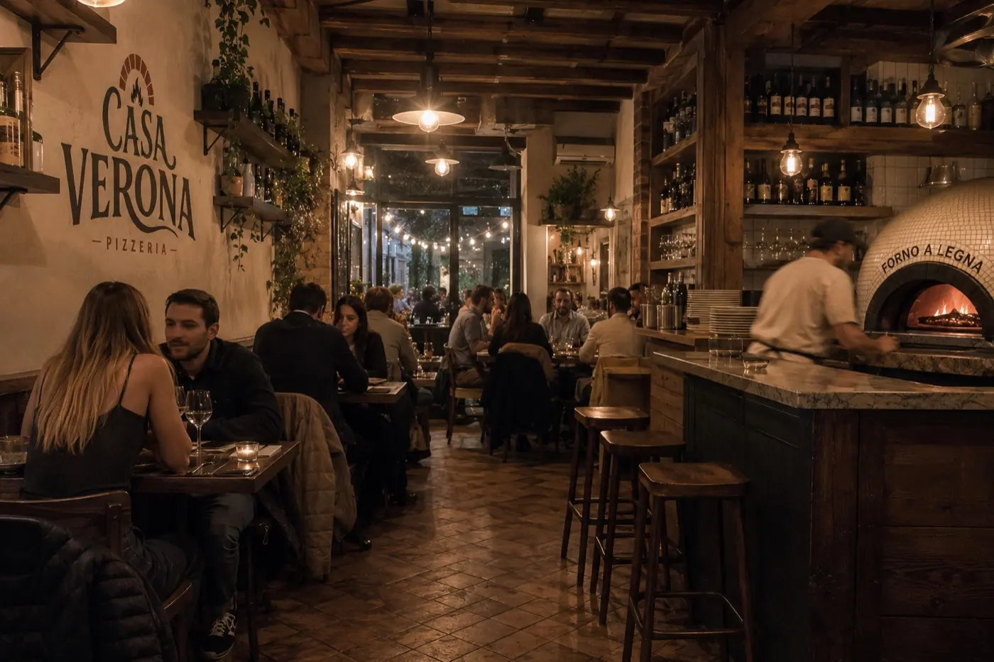 Casa Verona, Pizzeria, identité et supports imprimés